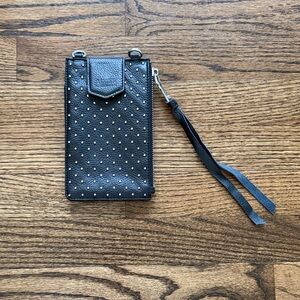 Aimee Kestenberg Leather Phone Crossbody Bag RFID Out of Office - Studded Black